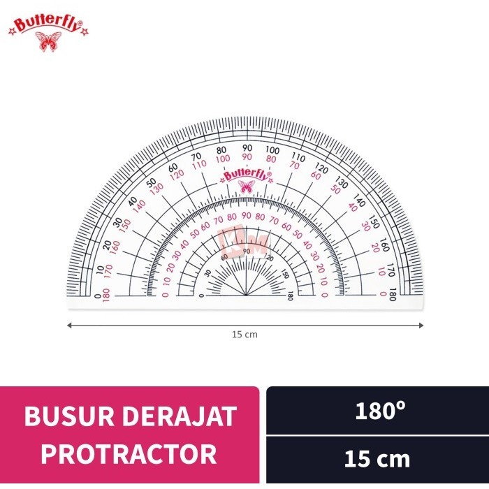 

Protractor / Penggaris Busur Derajat Butterfly 180 Derajat / 15 cm New