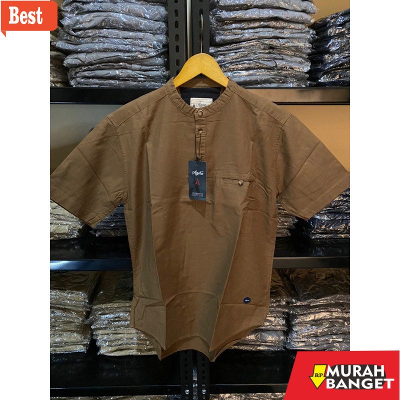 Baju muslim pria pendek- REAL PICT baju muslim kemko kemeja semi koko pria dewasa lengan pendek harl