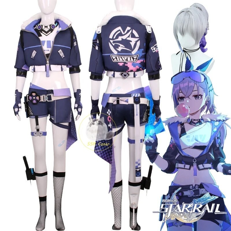 PREORDER Game Silver Wolf Cosplay Costume Honkai Star Rail Cosplay Uniform Silver Wolf Wig Glasses H