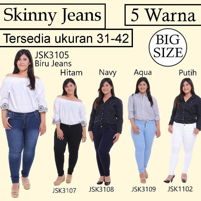 SIZE 31-42 [4 Warna] Celana Panjang Skinny Polos Big Size Jumbo Softjeans Wanita Stretch Melar JSK J