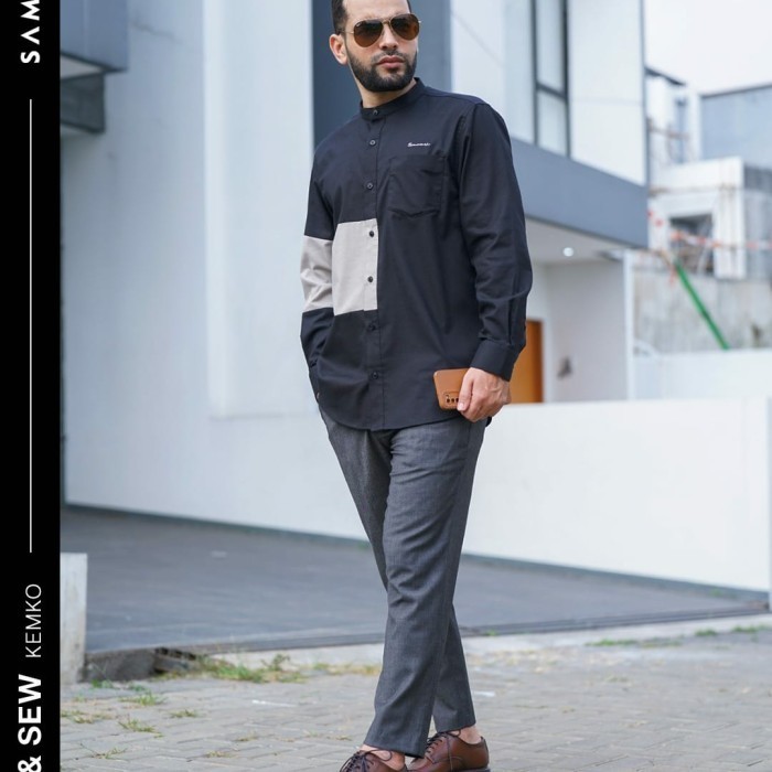 Samase Kemeja Koko Kemko R087P lengan panjang - Dk Green, XXL