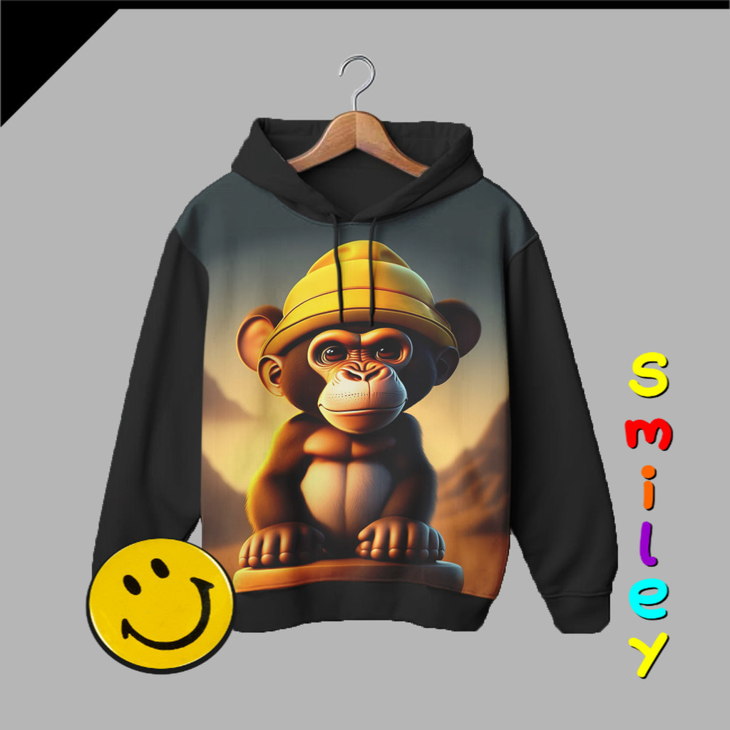 Hoodie Anak Monyet Jaket Kartun TV Animasi Jaket 3D Binatang Hewan Monyet 04MM003 _JA Untuk Usia 1-1