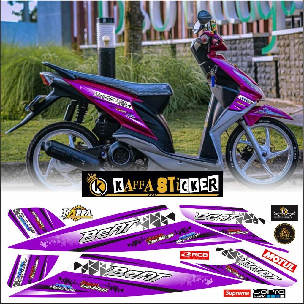 LIS Striping Beat Karbu Stiker list body motor Beat Lama Polet Stiker List Ungu VARIASI