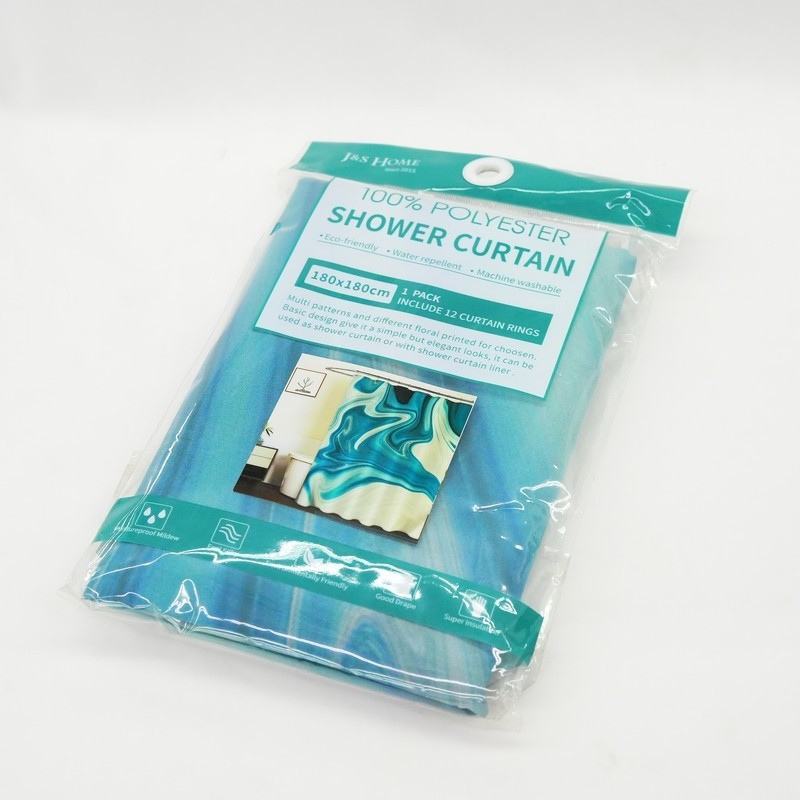 Tirai Kamar Mandi Bahan Tebal Waterproof Desain Abstrak Gorden Kamar Mandi + Kaitan 12pcs