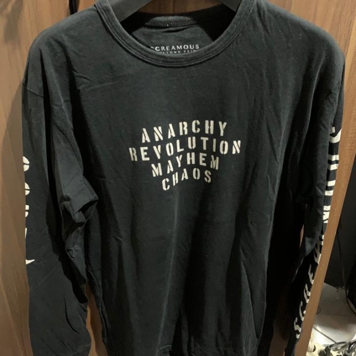 Original Screamous Kaos Lengan Panjang Hitam Long Sleeve Tshirt Size M