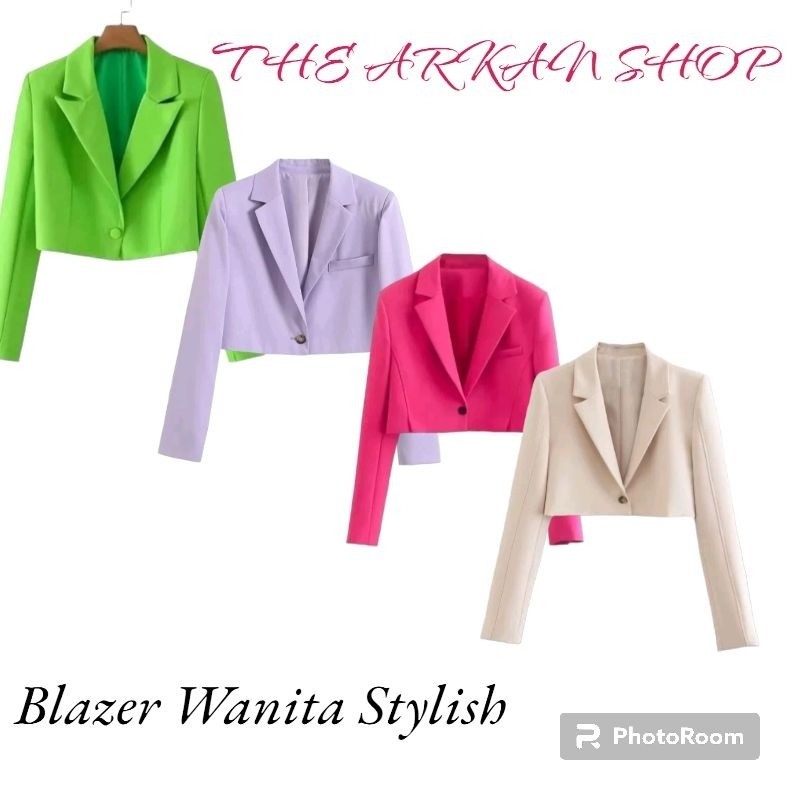 BLAZER WANITA STYLISH - BLAZER WANITA KOREA - BLAZER CROP - BLAZER KOREA Outer Blazer Crop Staylis W