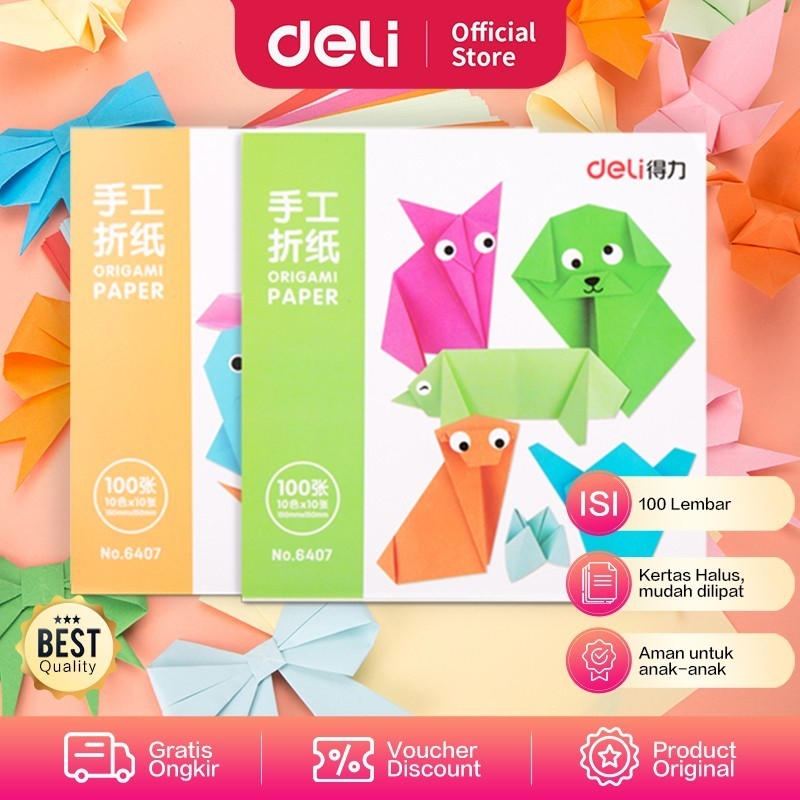 

Kertas Origami Deli 10x10 cm 100 Lbr - 6406