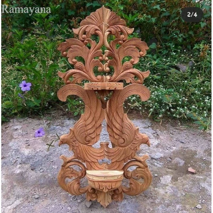 

Blawong keris bahan jati ukiran burung mentah BM02796 Antik