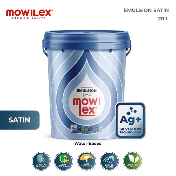 Mowilex Emulsion Satin Cat Tembok Interior Anti Bakteri - 20 L