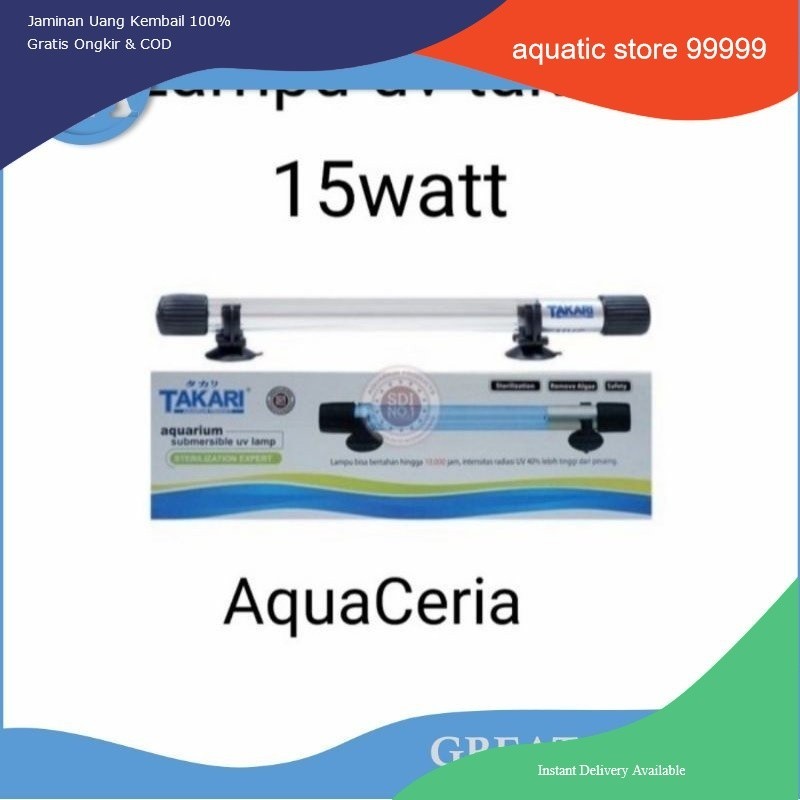 lampu celup uv 15 WATT kolam aquarium UV takari 15 WATT