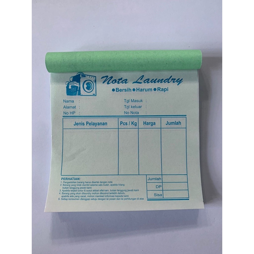

NOTA LAUNDRY RANGKAP 2 UKURAN SEPERENAM