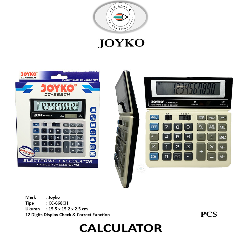 

Joyko - Calculator 12 Digits CC-868CH - Pcs