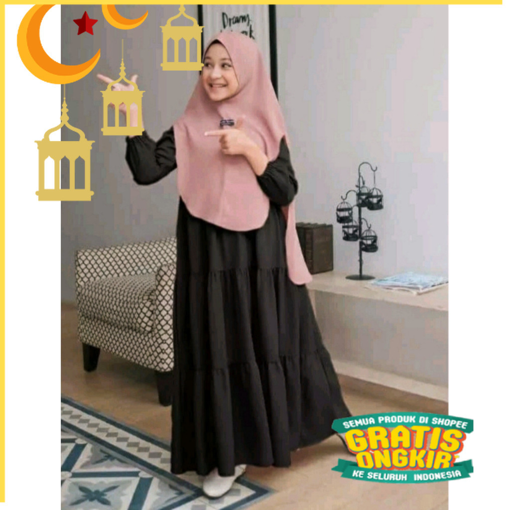 GAMIS ANAK POLOS SUSUN / BAJU ANAK MUSLIMAH KEKINIAN/Maron merah bata red anak tanggng