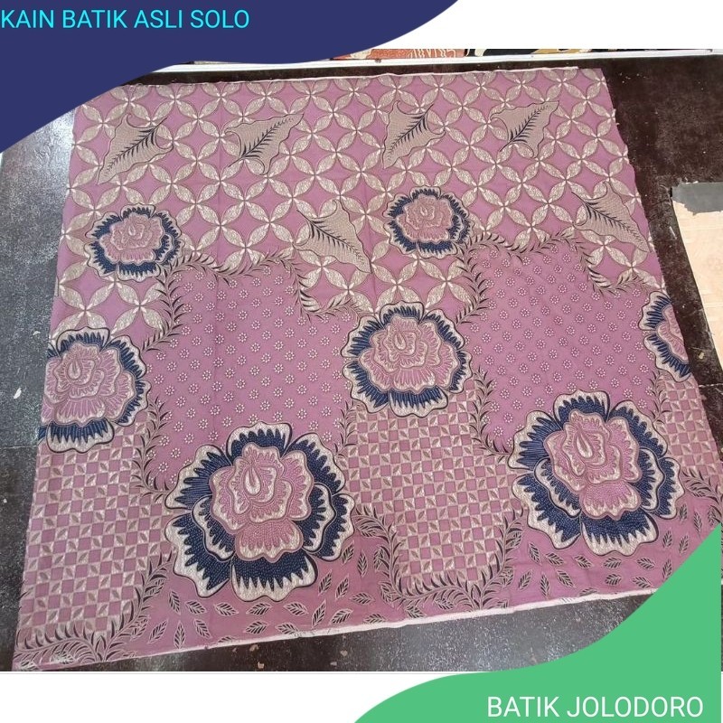 kain batik katun cabut motif bunga mawar
