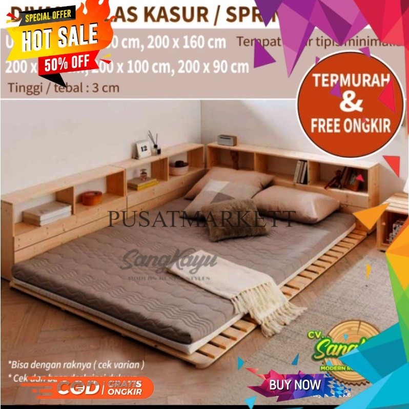 Tempat tidur kayu DIVAN 200x160x3 cm Ranjang Alas  kasur spring bed