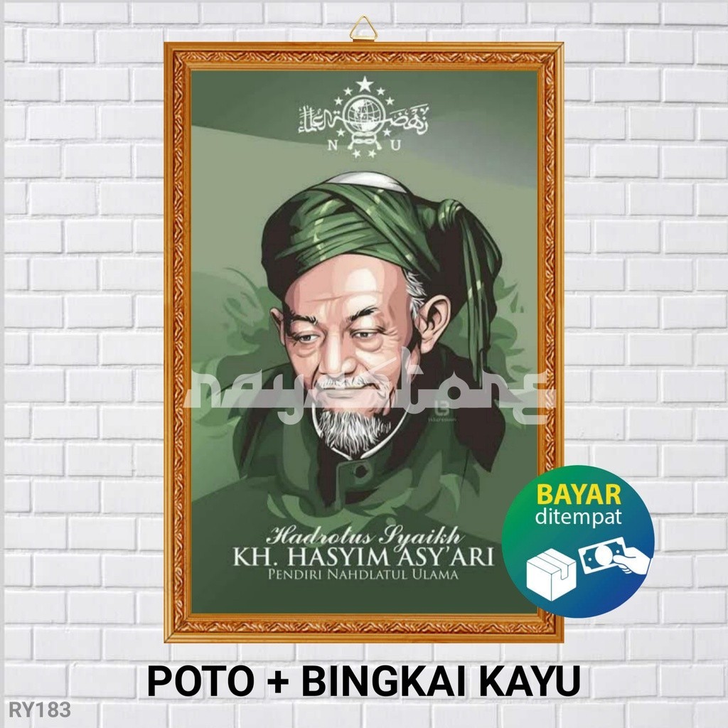 POSTER POTO + BINGKAI KH HASYIM ASY'ARI / POSTER KH HASYIM ASY'ARI / POSTER NAHDLATUL ULAMA NU / POS
