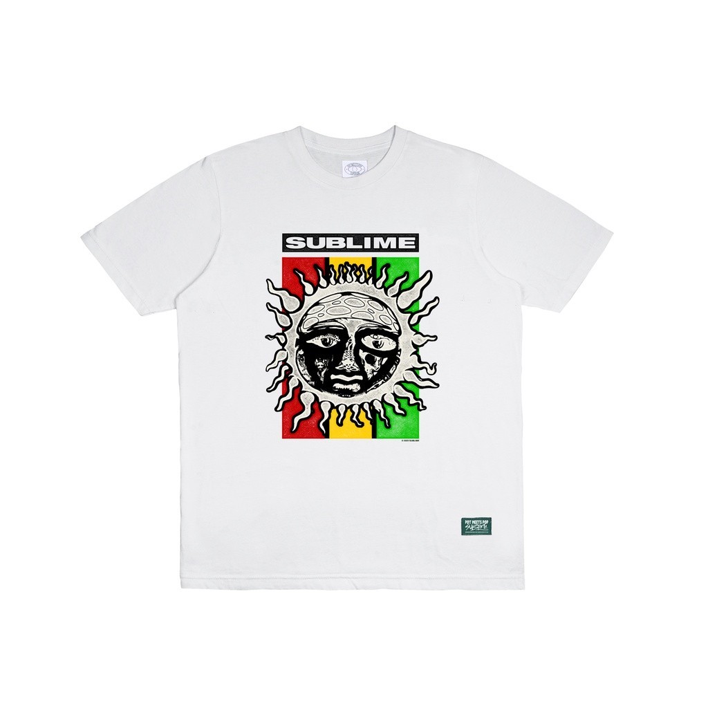 【COD】 PMP X SUBLIME RASTA SUN LOGO TEE WHITE Fashion T-shirt