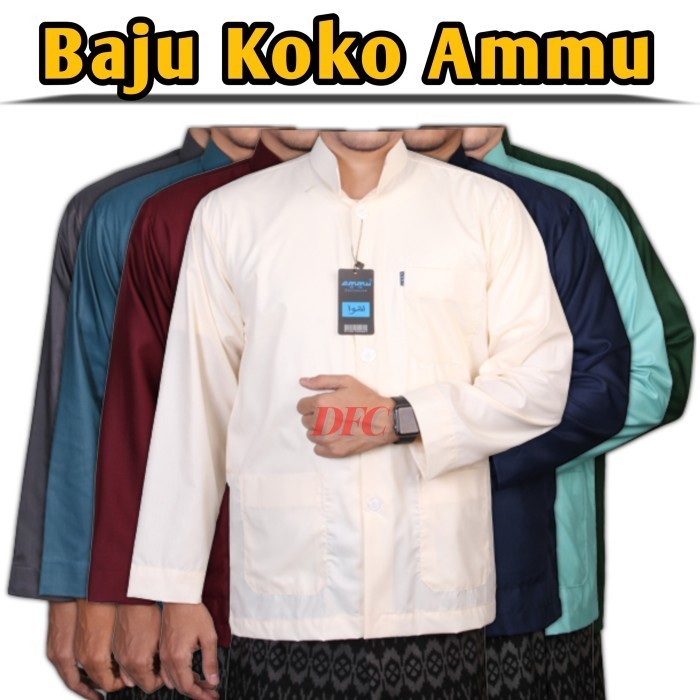 Terlaris Baju Koko Ammu Collection Baju Koko Muslim Baju Koko Pria - PUTIH TULANG, L