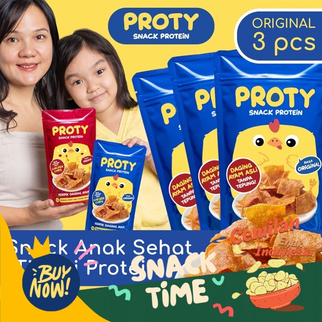 

Special Diskon Snack Anak Sehat Tinggi Protein PROTY Original (Bundle 3 pcs) Chicken Chips/Cemilan Jajanan Anak Daging Ayam