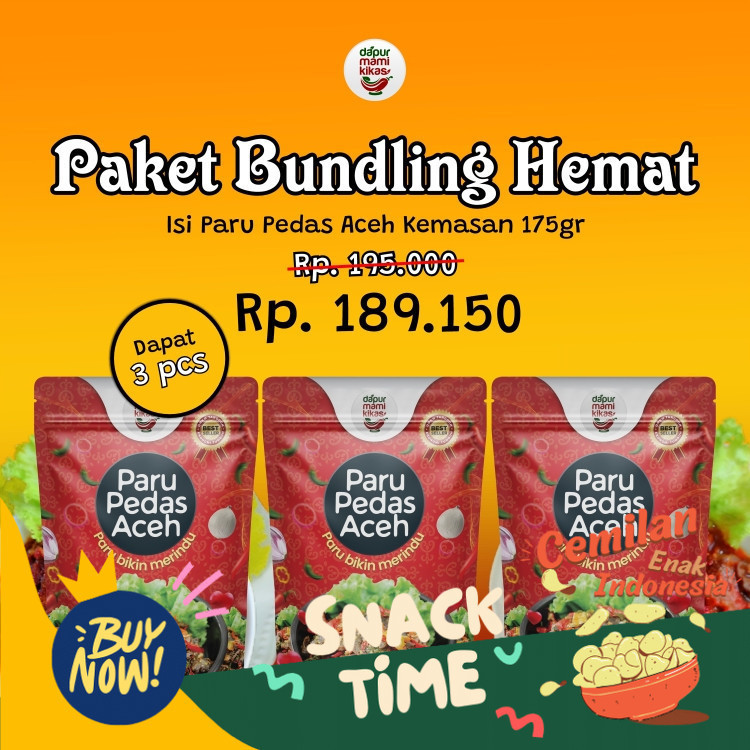 

Special Diskon Dapurmamikikas-Paket Bundling isi 3 Paru Pedas Aceh | Masakan Siap Saji Simpel Halal | Makanan Olahan Siap Santap | Berat Bersih 175g Varian Rasa Spicy dan Extra Hot