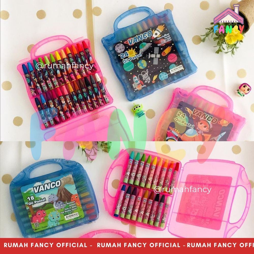 

Crayon Oil Dry Pastel Krayon 24 Warna VANCO / Crayon VANCO 18 warna Kemasan Plastik Jinjing