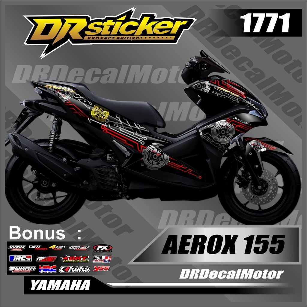 stiker motor aerox 155 motor costum decal stiker aerox design teknologi decal yamaha aerox