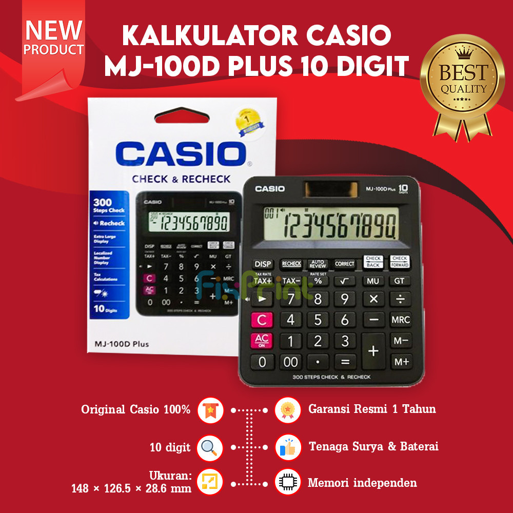 

Calculator Casio MJ-100D Plus 10 Digit Kalkulator Meja Mini Original