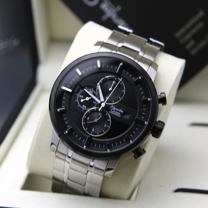 Jam Tangan Pria Alexandre Christie 6323 AC6323M AC 6323 | Original - Silver Hitam