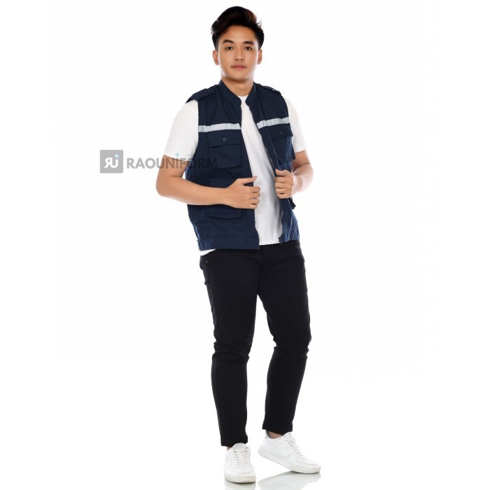 Rompi Safety/Rompi Proyek K3/Rompi Proyek Safety/Rompi Custom Bordir - Navy, M