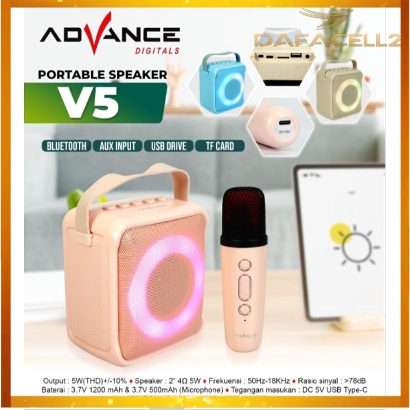 ADVANCE SPEAKER PORTABLE KARAOKE MINI BLUETOOTH 2 INCH V5 BONUS MIC VIRAL SPEAKER CIPUNG
