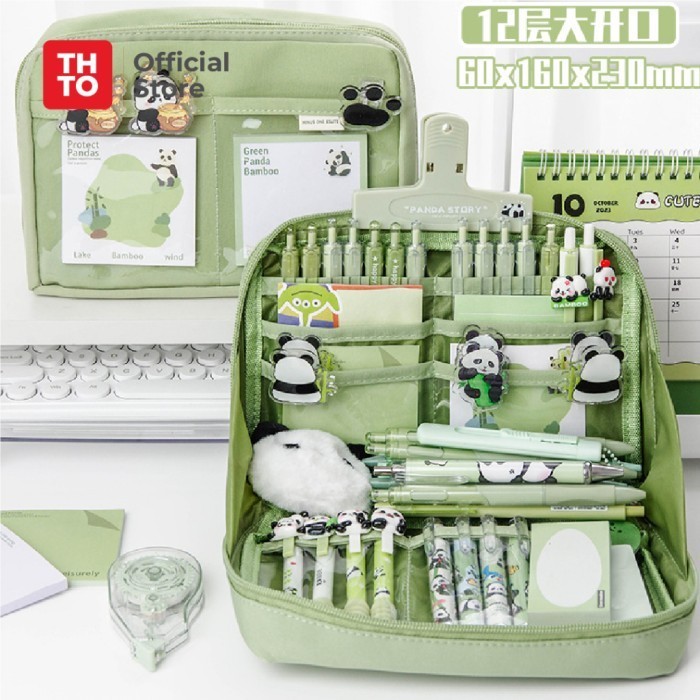 

[Sale Murah]_Limited Edition THTO 12 Layer Tas Tempat Pensil Case Pouch Anak Kapasitas Besar A020 - Hijau