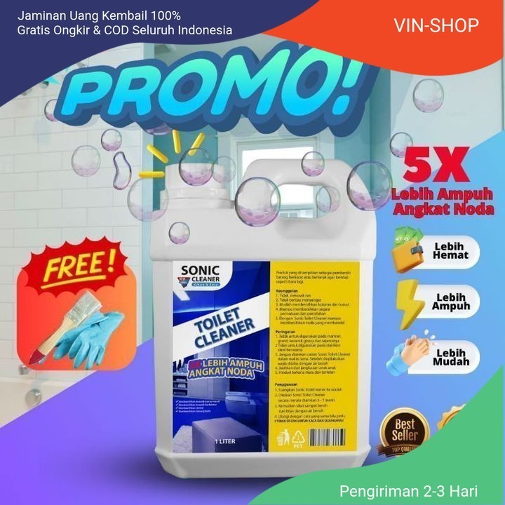 	 VIN PROMO Terbaru ( 1 liter ) SONIC Premium Toilet Cleaner Viral Terlaris Pembersih Kerak Lantai Kamar Mandi / Kloset / Toilet / Bowl Clean / Keramik | wastafel / porselen/ Stainlless Shower Kran WC Pembersih Kerak Noda keramik Kemasan 1 liter	