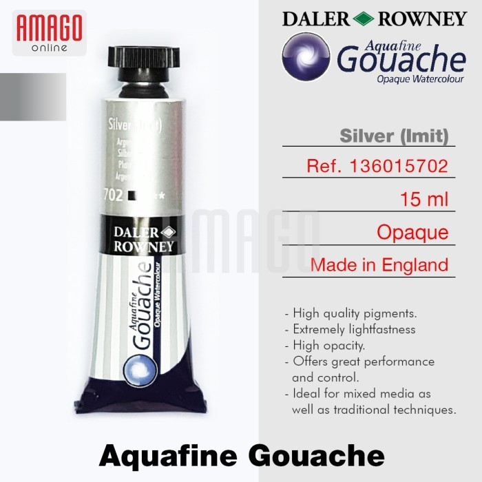 

DALER-ROWNEY Aquafine Gouache Opaque Watercolour 15 ml - Cat Air Lukis - Silver (Imit) - 136015702