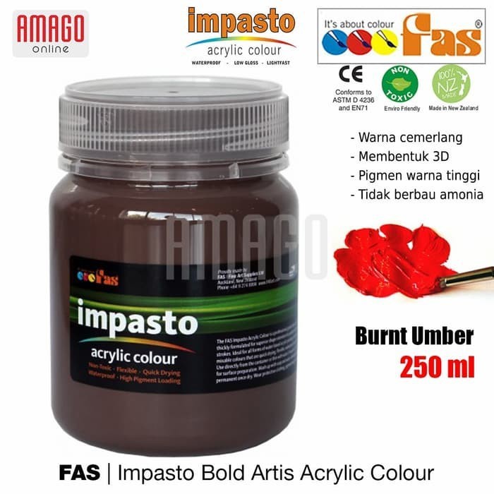 

Cat Akrilik Lukis FAS Impasto Acrylic Professional Paint - 250 ml - Burnt Umber