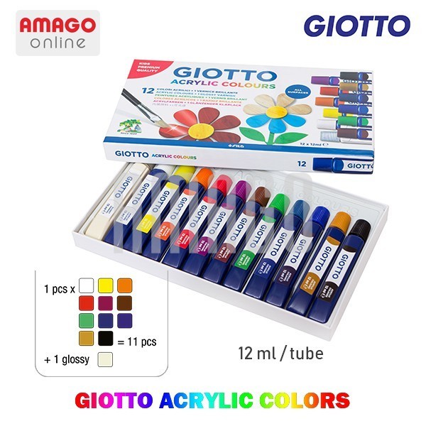 

GIOTTO Acrylic Colors Paint Cat Akrilik Cat Lukis - 12 warna x 12 ml - 359000