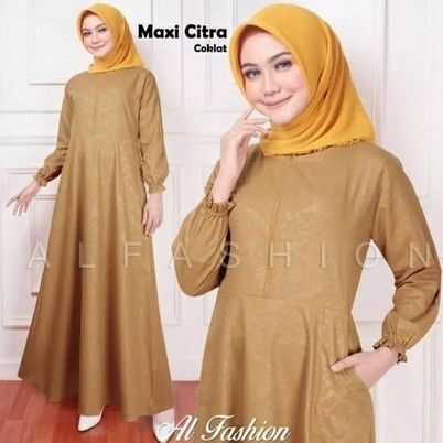 promosi toko Baju Gamis Wanita Modern Busana Muslim Remaja kekinian Murah Terbaru - Coklat