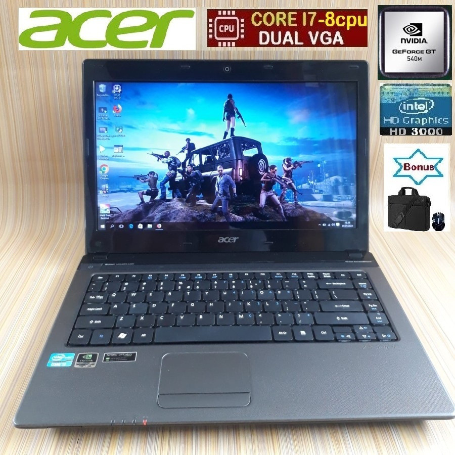 laptop acer core i7 vga ram8gb hardis 500gb generasi 3 bergaransi