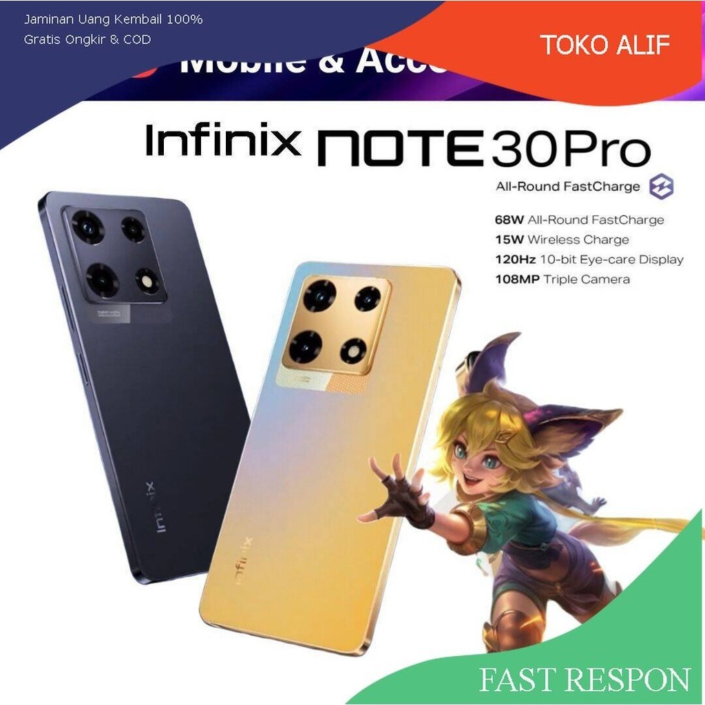 infinix Note 30 Pro (Ram8GB+Rom256GB) Smartphone Original Infinix Malaysia 1year warranty TOKO_ALIF 