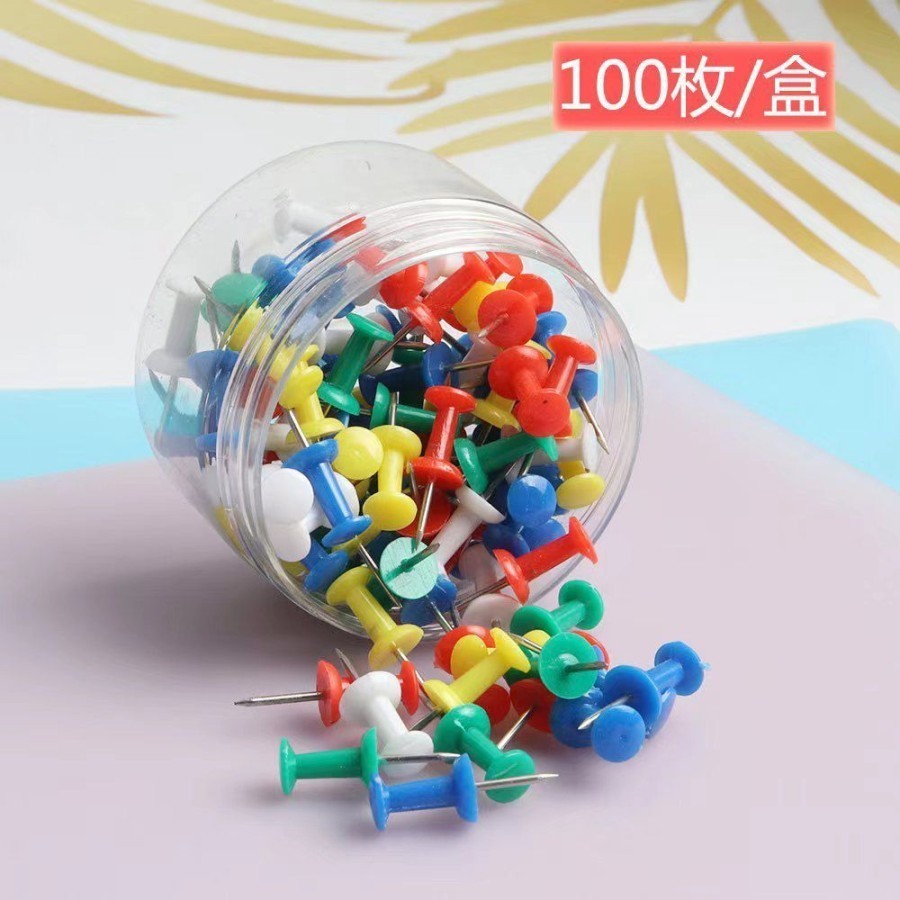 

[FP] Push Pin Jarum Tekan Paku Pin warna Warni Per 100 Pcs paku mading paku payung