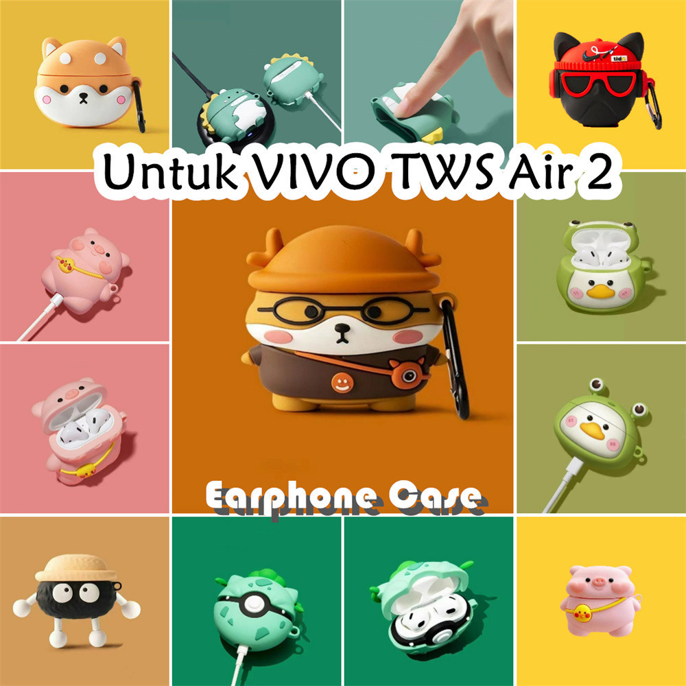 【inovasi】Untuk VIVO TWS Air 2 Case Trendi Kartun Briket topi Soft Silicone Kasus Telpon telinga Earp