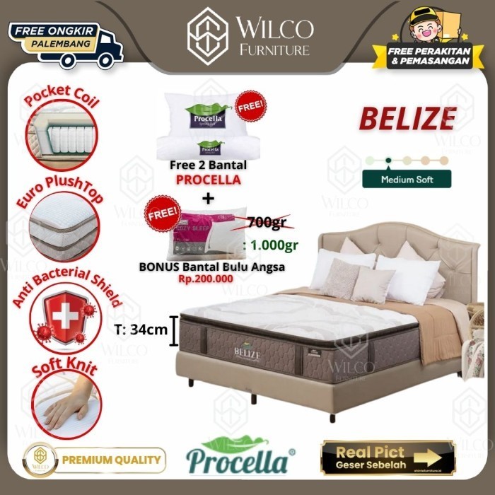 Kasur Springbed Belize Procella Latex Comfort / Matras Lapisan Pillowtop - Matras Aja, 100x200