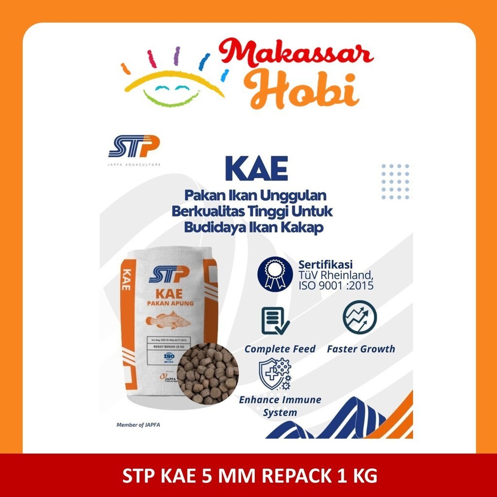 Pakan Ikan STP KAE Repack 1kg Pelet Apung 5mm Kakap Koi Tinggi Protein