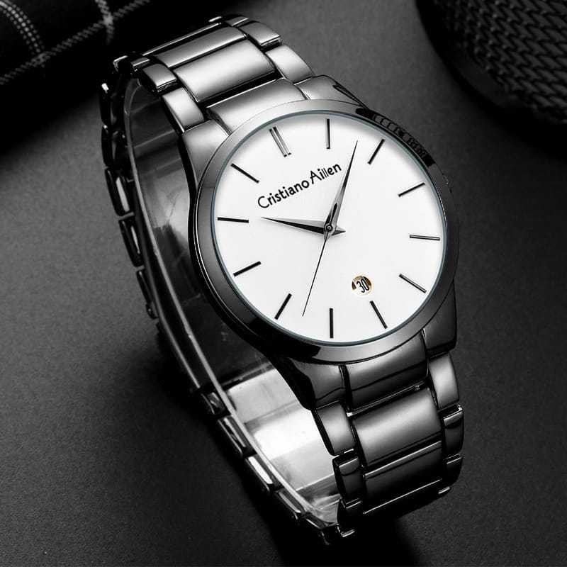 Ori Cristiano Aillen Jam Tangan Pria 0850P Rantai Stainless Steel Tgl Aktif Water Resistant 3 ATM