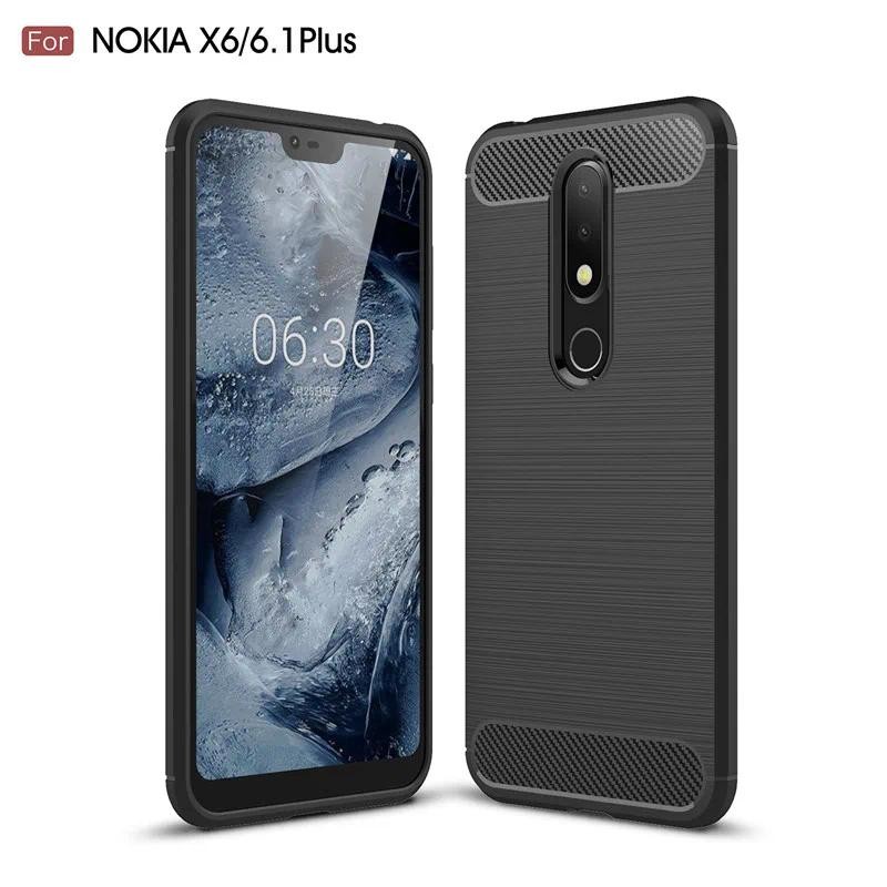 For Nokia 6.1plus 6.1+ Anti Scratch nokia X6 Nokia 6.1 Plus case casing Soft Silicone Carbon Fiber B