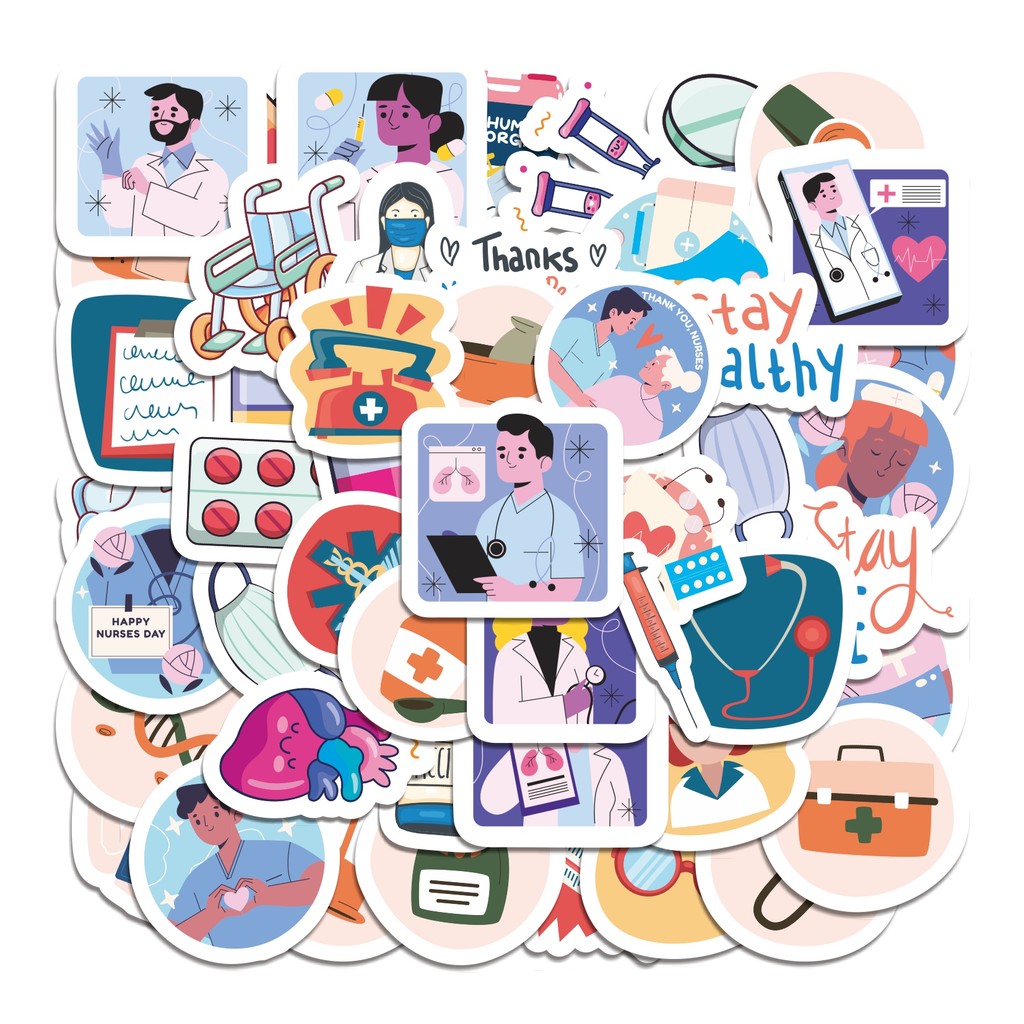 

COD 50 Pcs Stiker Kartun Dokter Lucu Anti Air Untuk Dekorasi Notebook Sepeda Skateboard Handphone