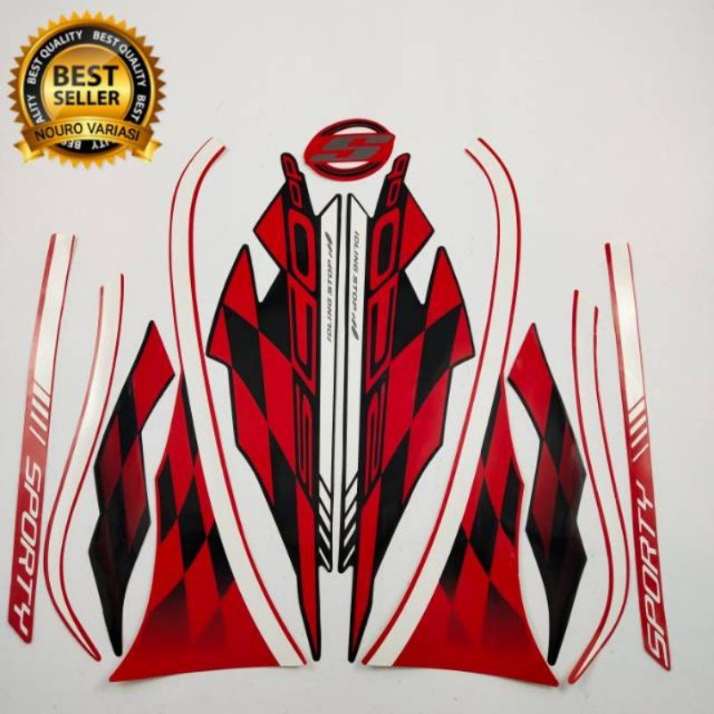 STRIPING STICKER SCOOPY SPORTY 2018 BODY MERAH HITAM STICKER SCOOPY 2018 MERAH HITAM