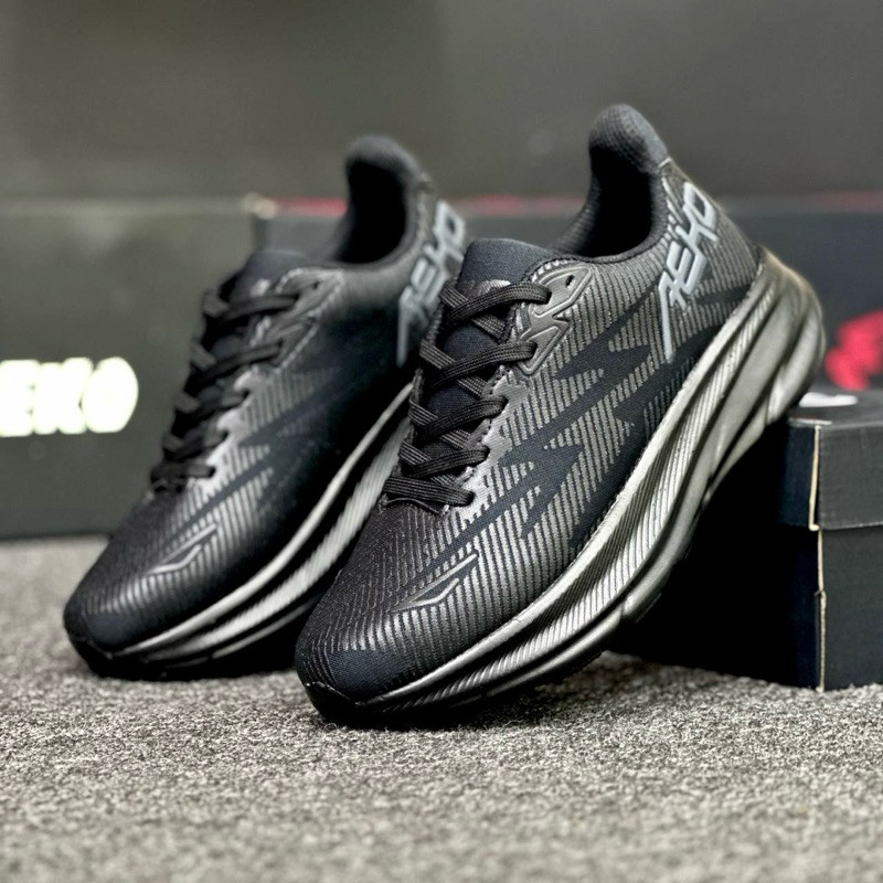 ORIGINAL - Sepatu Sneakers kets Aeko Feelout Runing Full Black Pria/Wanita