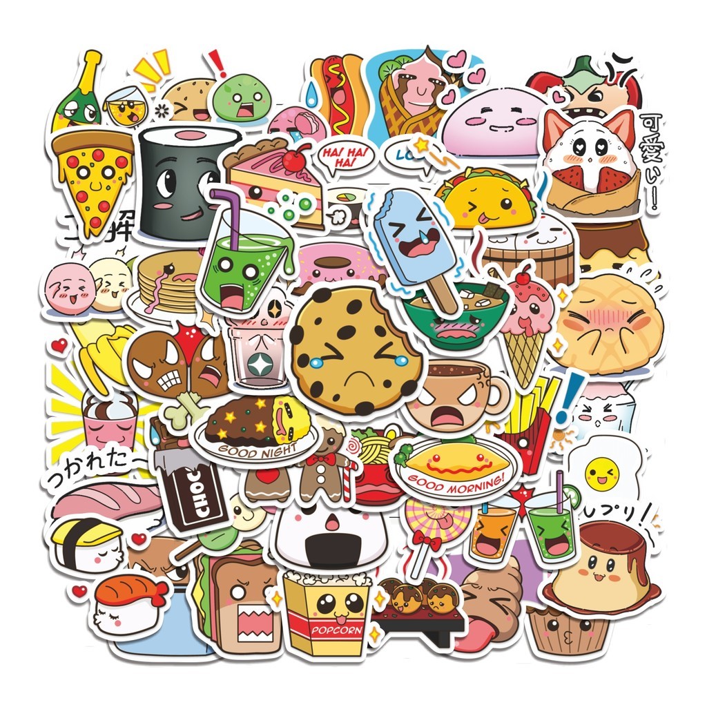 

COD 50 Pcs Stiker Food Emoji Cartoon Lucu Anti Air Untuk Dekorasi Notebook Sepeda Skateboard Handphone