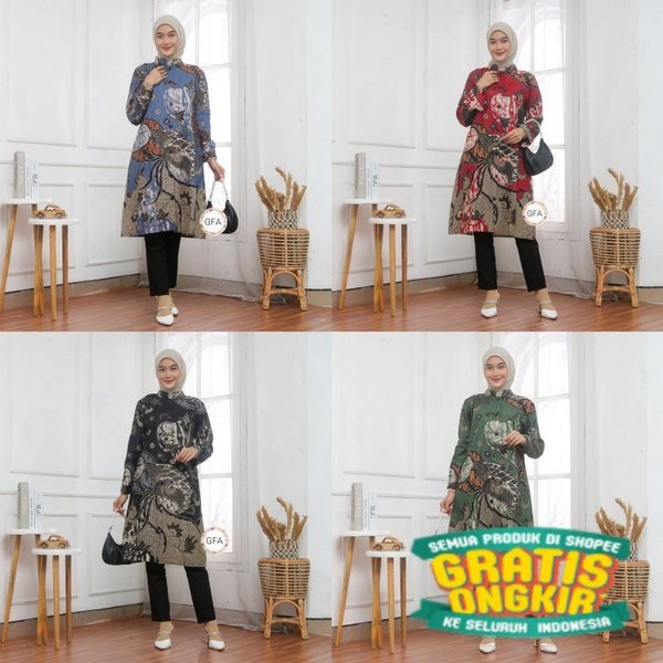BBL / BLOUSE TUNIK ATASAN BATIK WANITA MURAH MODEL TALI SAMPING UKURAN M L XL XXL XXXL/ Model Terbar
