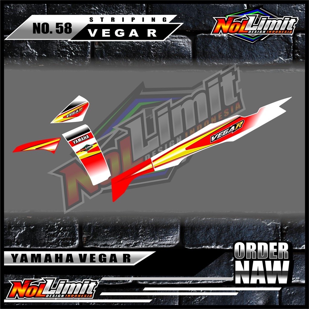 Sticker Striping Variasi New Vega R - Striping Motor New Vega R motif Racing 09